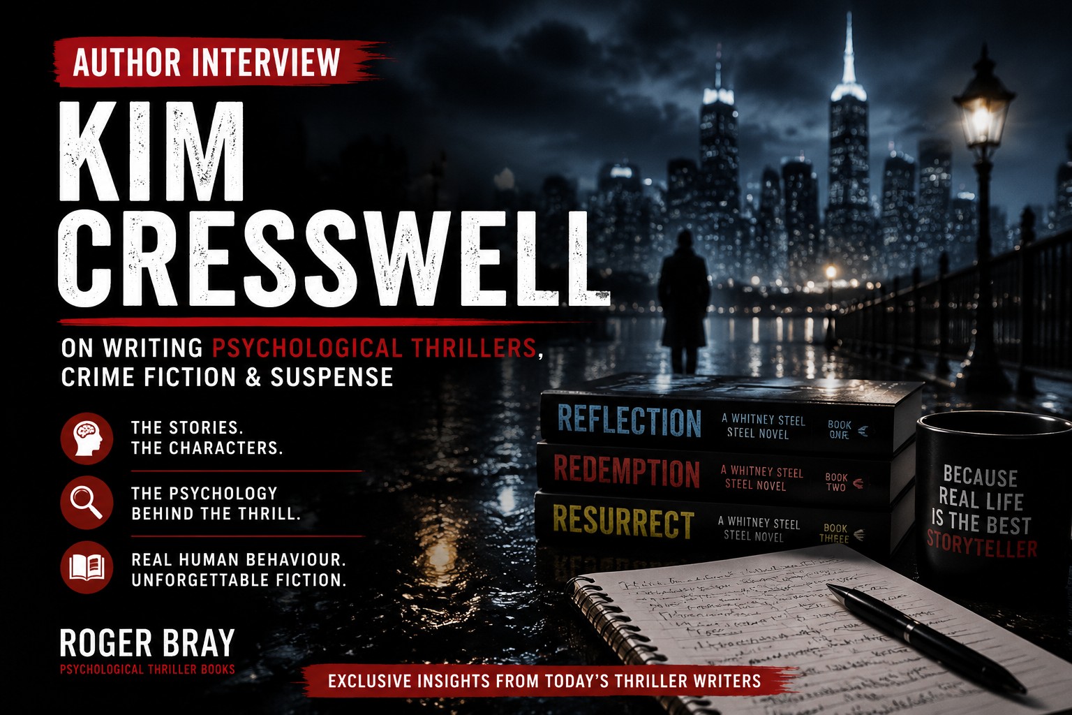 AUTHOR INTERVIEW: KIM CRESSWELL ON WRITING PSYCHOLOGICAL THRILLERS, CRIME FICTION AND SUSPENSE