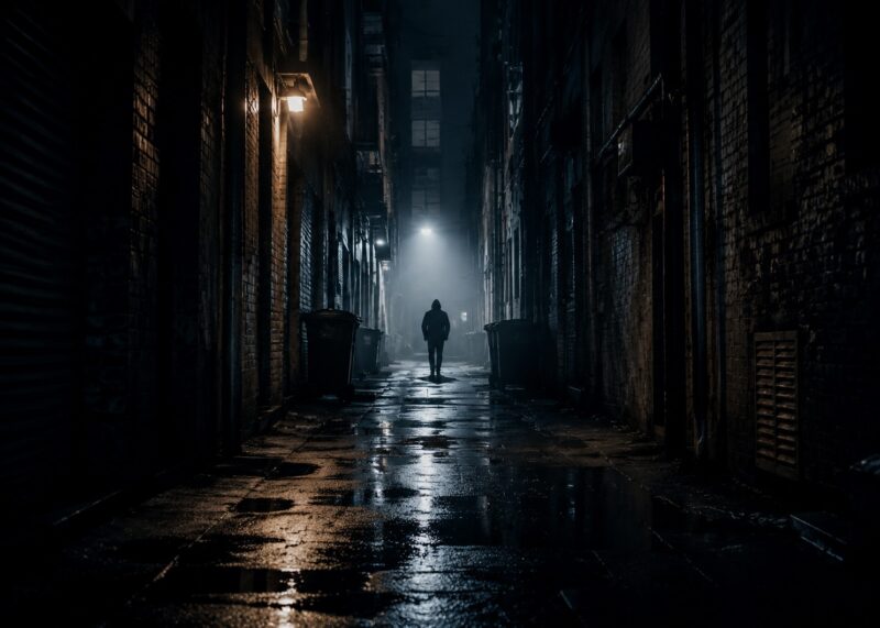 Atmospheric image symbolising hidden criminal networks and human trafficking investigations.